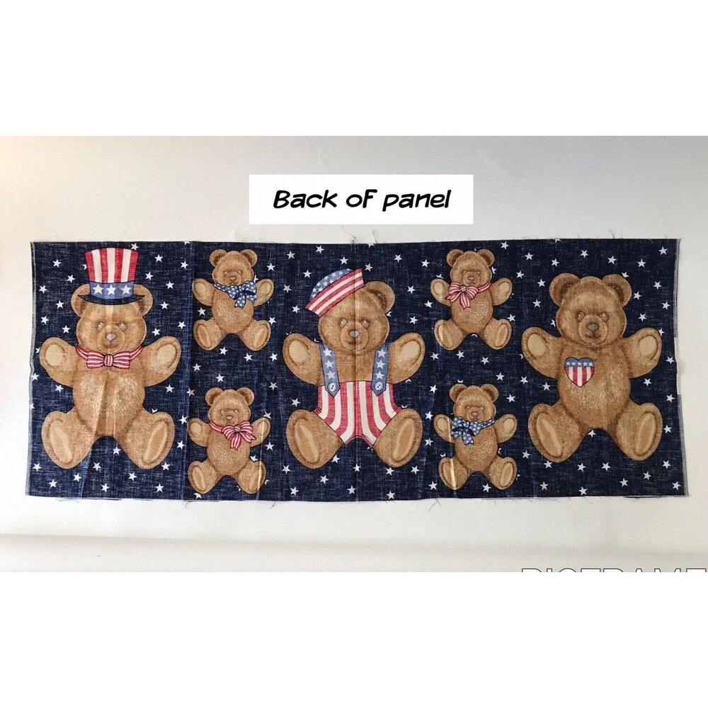USA Teddy Bear Flag Cotton Fabric Panel 45